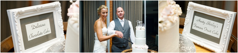 Bride and groom cutting the cake at Mandoon Estate
