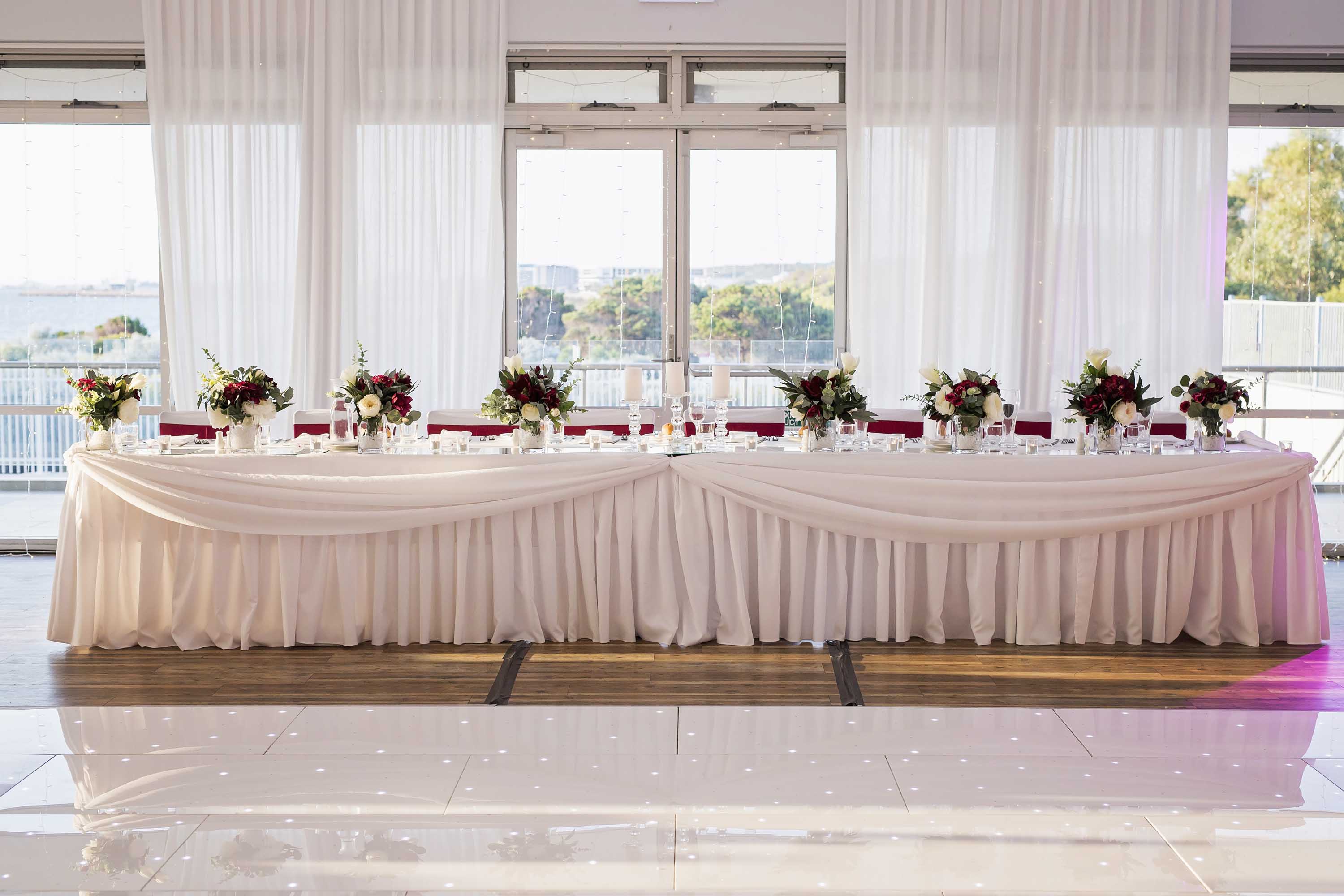 Bridal table at Coogee beach life saving club